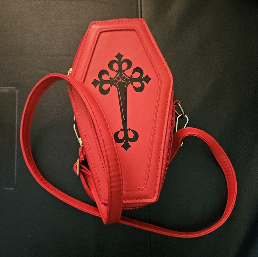 Red Crossbody Coffin Bag